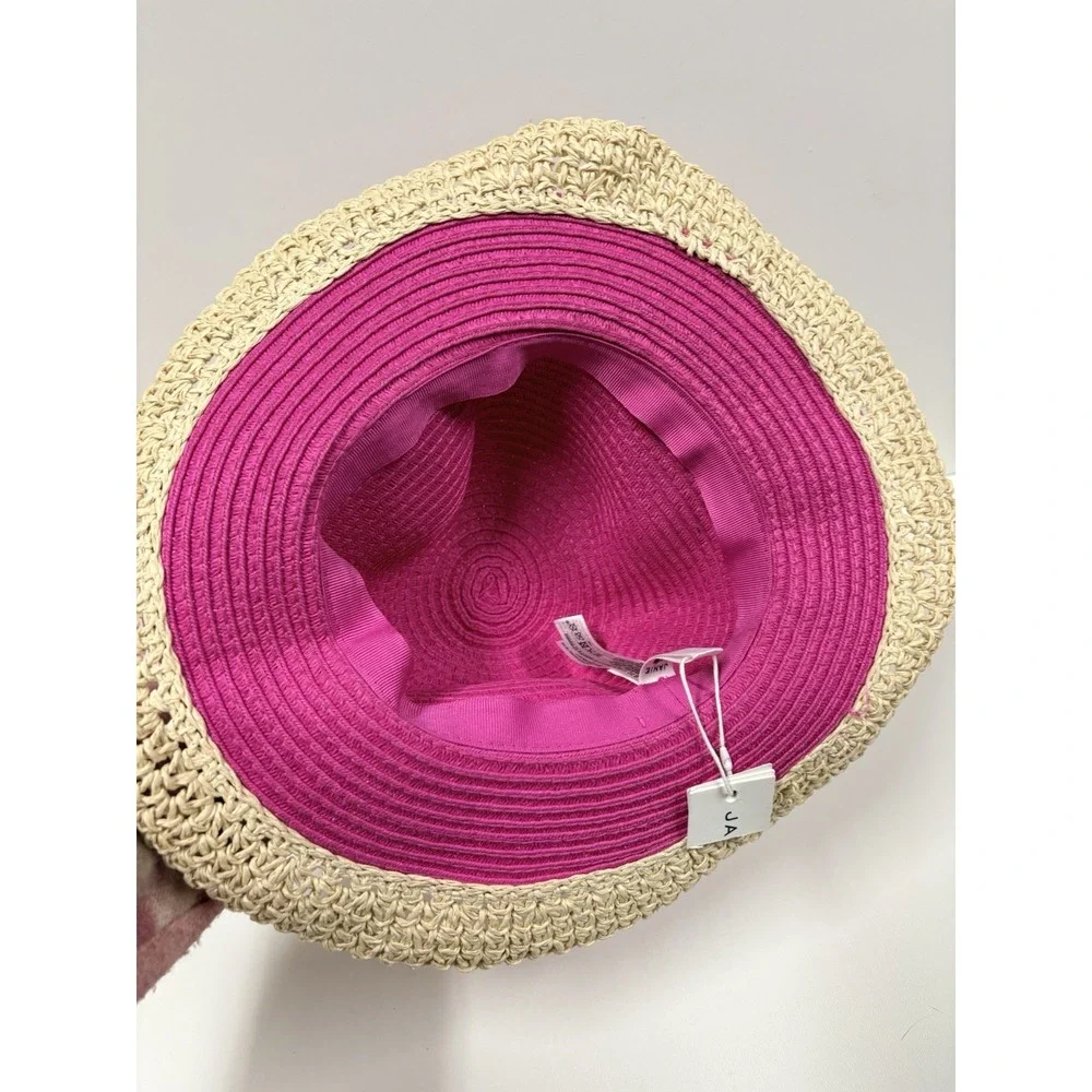 NWT Janie And Jack Girl's Pink Striped Sun Hat 6-12 Months‎